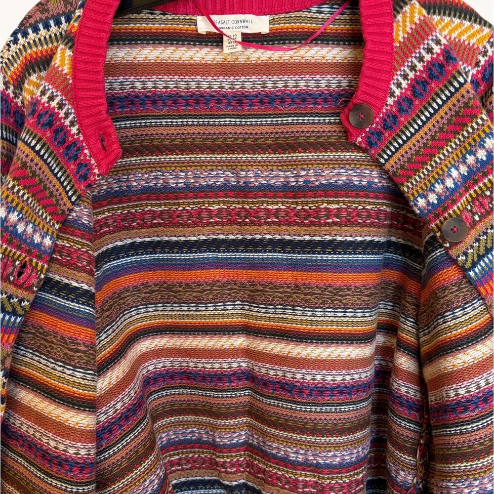 Seasalt Cornwall "Cove Cottage" Fair Isle Organic Cotton Cardigan size 16 - Picture 7 of 12